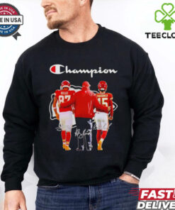 Champion Travis Kelce Andy Reid and Patrick Mahomes signatures shirt