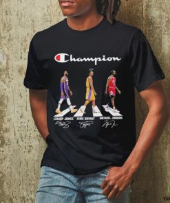 Champions LeBron James Kobe Bryant Michael Jordan walking road signatures hoodie, sweater, longsleeve, shirt v-neck, t-shirt