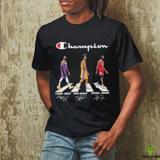 Champions LeBron James Kobe Bryant Michael Jordan walking road signatures hoodie, sweater, longsleeve, shirt v-neck, t-shirt