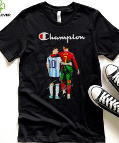 Champions Messi and Ronaldo signatures shirt