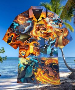 Charizard Ice And Fire Dragon Combat Hawaiian Shirt