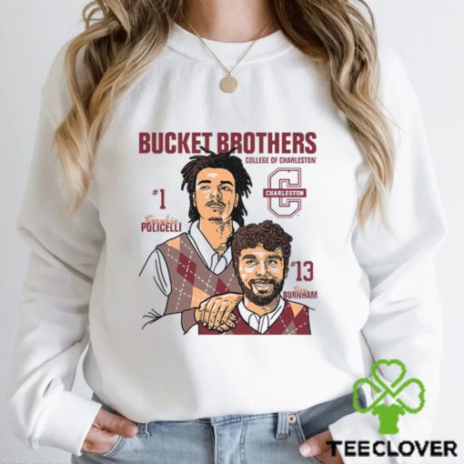 Charleston NCAA Men's Basketball Ben Burnham and Frankie Policelli Bucket Brothers Caricature T Shirt