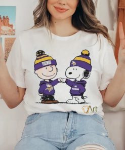 Charlie Brown And Snoopy Nfl Minnesota Vikings Football Go Vikings Cartoon T Shirt