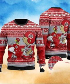 Charlie Brown And Snoopy Ohio State Buckeyes Christmas Ugly Sweater Mens