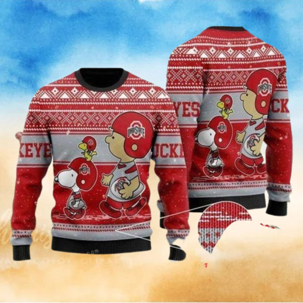 Charlie Brown And Snoopy Ohio State Buckeyes Christmas Ugly Sweater Mens Charlie Brown And Snoopy Ohio State Buckeyes Christmas Ugly Sweater Mens