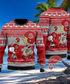 Charlie Brown And Snoopy Ohio State Buckeyes Christmas Ugly Sweater Mens