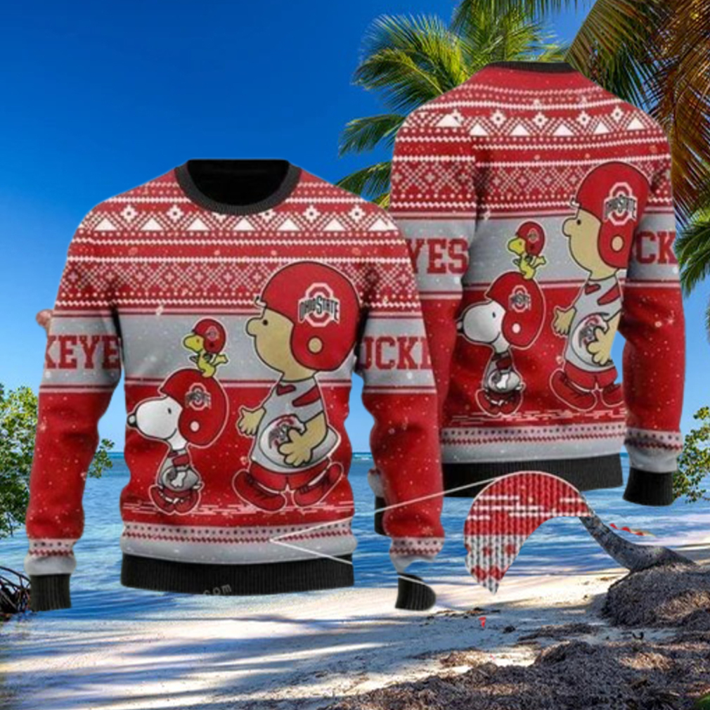 Charlie Brown And Snoopy Ohio State Buckeyes Christmas Ugly Sweater Mens Charlie Brown And Snoopy Ohio State Buckeyes Christmas Ugly Sweater Mens