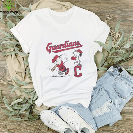 Charlie Brown And Snoopy Playing Baseball Cleveland Guardians MLB 2023 Shirt