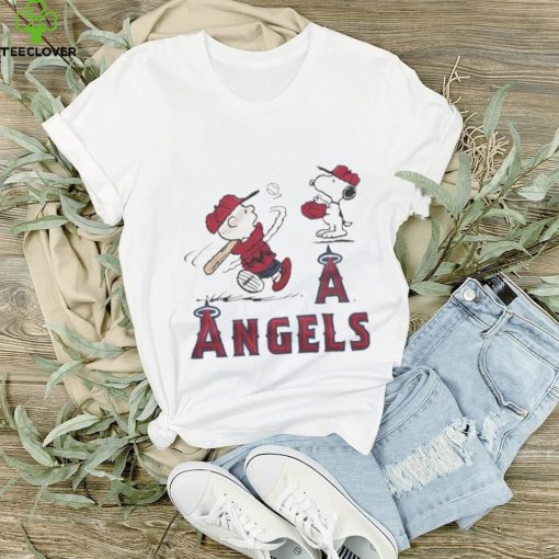 Charlie Brown And Snoopy Playing Baseball Los Angeles Angels MLB 2023 Shirt