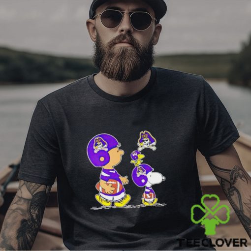 Charlie Brown Snoopy And Woodstock East Carolina Pirates Football shirt