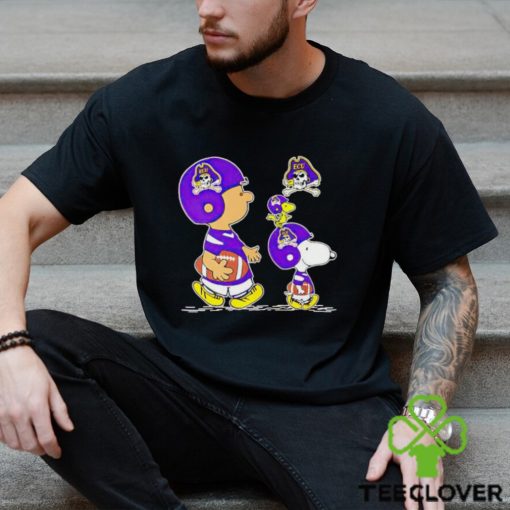 Charlie Brown Snoopy And Woodstock East Carolina Pirates Football shirt