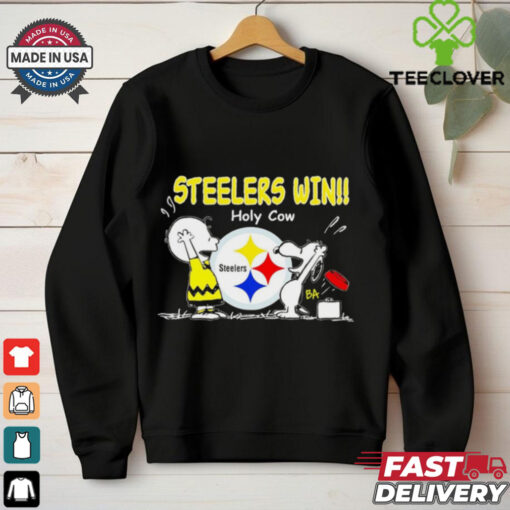 Charlie Brown Snoopy Pittsburgh Steelers win holy cow shirt