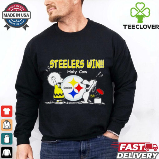 Charlie Brown Snoopy Pittsburgh Steelers win holy cow shirt