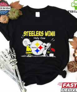 Charlie Brown Snoopy Pittsburgh Steelers win holy cow shirt
