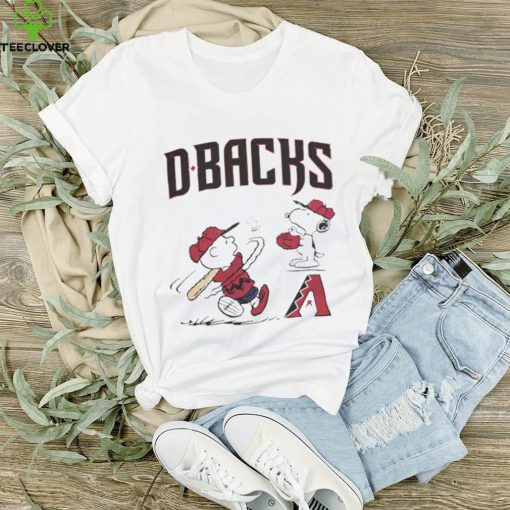Charlie Brown and Snoopy Peanuts Arizona Diamondbacks playing baseball shirt