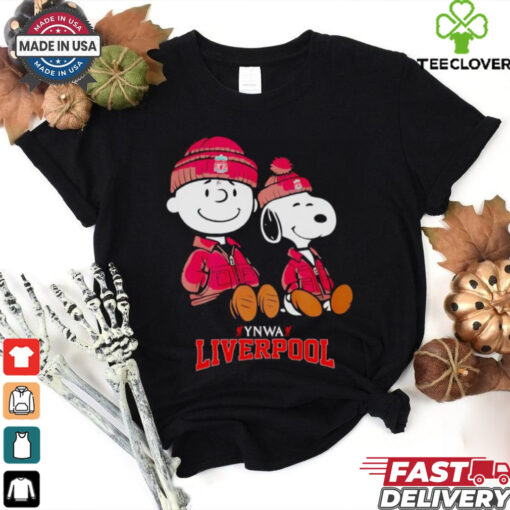 Charlie Brown and Snoopy YNWA Liverpool sitting shirt