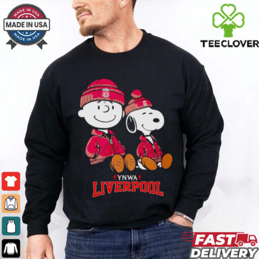 Charlie Brown and Snoopy YNWA Liverpool sitting shirt