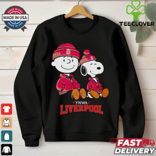 Charlie Brown and Snoopy YNWA Liverpool sitting shirt