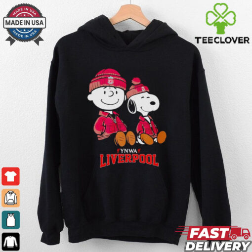 Charlie Brown and Snoopy YNWA Liverpool sitting shirt