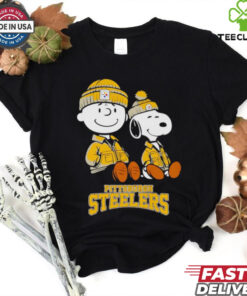 Charlie Brown and Snoopy sitting Pittsburgh Steelers shirt