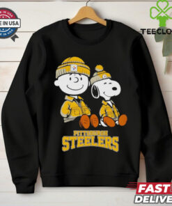 Charlie Brown and Snoopy sitting Pittsburgh Steelers shirt
