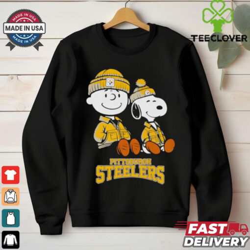 Charlie Brown and Snoopy sitting Pittsburgh Steelers shirt