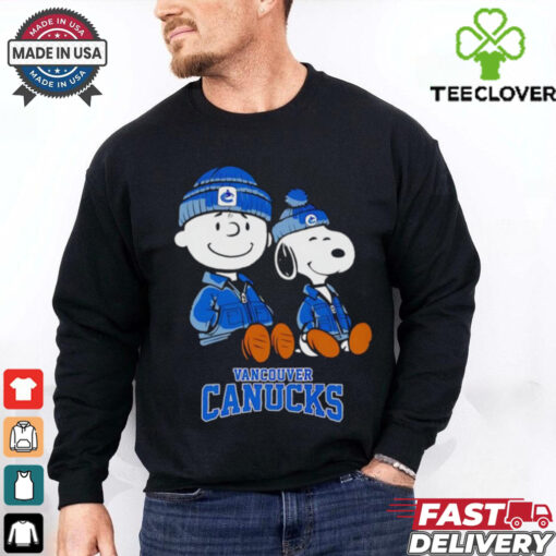 Charlie Brown and Snoopy sitting Vancouver Canucks shirt