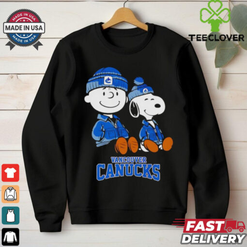 Charlie Brown and Snoopy sitting Vancouver Canucks shirt