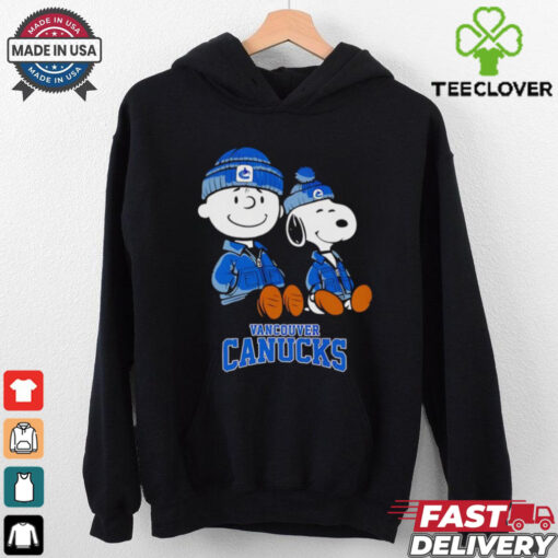Charlie Brown and Snoopy sitting Vancouver Canucks shirt