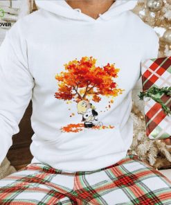 Charlie Brown hug Snoopy under tree cartoon shirt