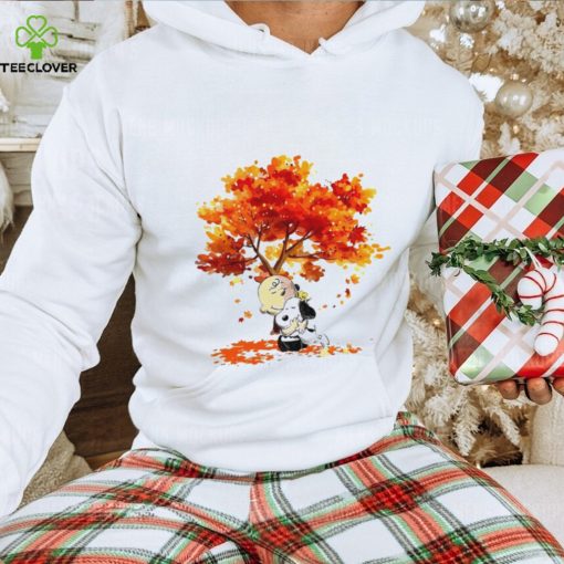 Charlie Brown hug Snoopy under tree cartoon shirt