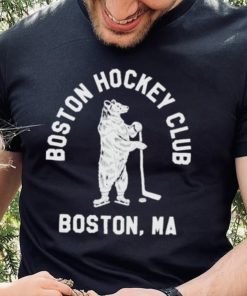 Charlie wearing boston hockey club boston ma shirt