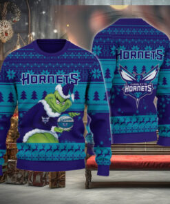 Charlotte Hornets Grinch Christmas Ugly Sweater