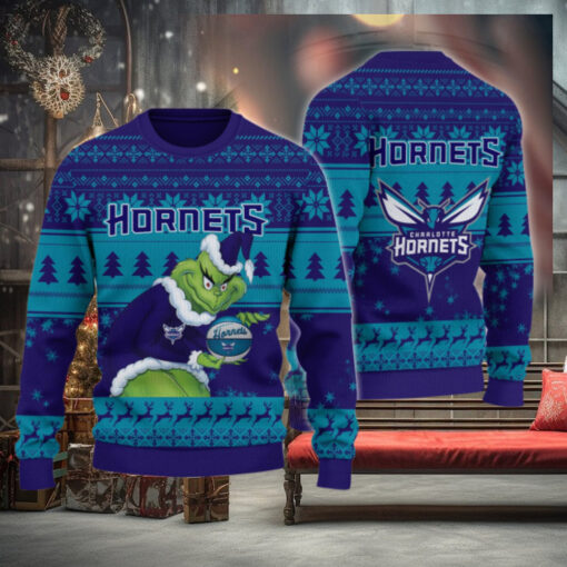 Charlotte Hornets Grinch Christmas Ugly Sweater