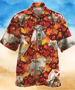 Charolais Cattle Autumn Leaves Hawaiian Shirt Aloha Shirt For Men Women