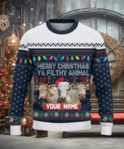Charolais Merry Christmas Ugly Sweater Xmas, Custom Cow Ugly Sweatshirt Gift For Farmer Cow Lover