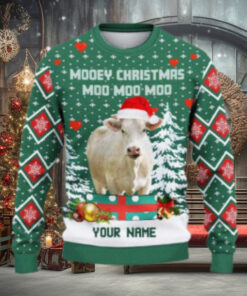 Charolais Moo Moo Moo Ugly Sweater Xmas, Custom Cow Ugly Sweatshirt Gift For Farmer Cow Lover