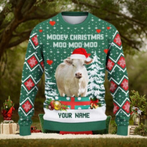 Charolais Moo Moo Moo Ugly Sweater Xmas, Custom Cow Ugly Sweatshirt Gift For Farmer Cow Lover