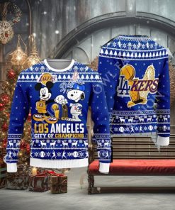 Cheap Mickey And Snoopy Los Angeles Dodgers Ugly Christmas Sweater Jumper