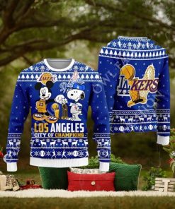 Cheap Mickey And Snoopy Los Angeles Dodgers Ugly Christmas Sweater