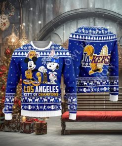 Cheap Mickey And Snoopy Los Angeles Dodgers Ugly Christmas Sweater