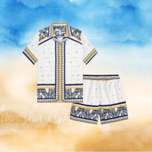 Checkered Hawaiian Palm Leaves Summer Hawaiian Set