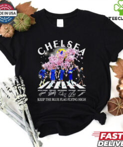 Chelsea FC Keep the blue flag flying high Abbey Road peach blossom signature shirt