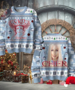 Cher Christmas Light Blue Chirstmas Gifts 2024 Xmas For Family And Friends Ugly Sweater
