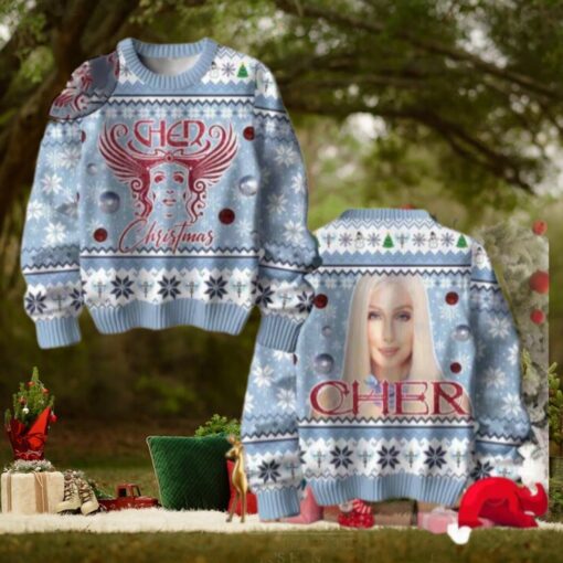 Cher Christmas Light Blue Chirstmas Gifts 2024 Xmas For Family And Friends Ugly Sweater