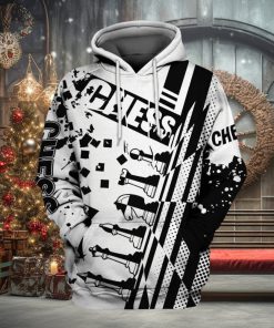 Chess Play Game Black And White 3d All Over Print Hoodie