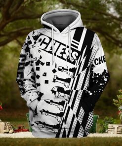 Chess Play Game Black And White 3d All Over Print Hoodie