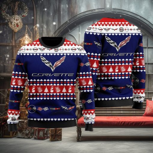 Chevrolet Corvette Ugly Christmas Blue Sweater Design Sweatshirt For Fans Gift
