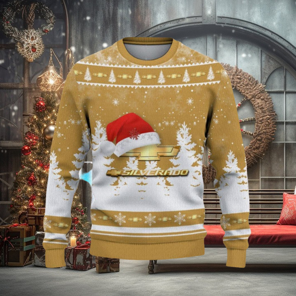 Chevrolet Silverado Ugly Christmas Sweater Tree Santa Hat Car For Fans Gift Familys Holidays Chevrolet Silverado Ugly Christmas Sweater Tree Santa Hat Car For Fans Gift Familys Holidays