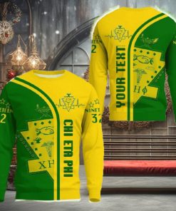 Chi Eta Phi In My Heart Yellow 3D Sweater Community Custom Name Logo For Men And Women Gift Christmas